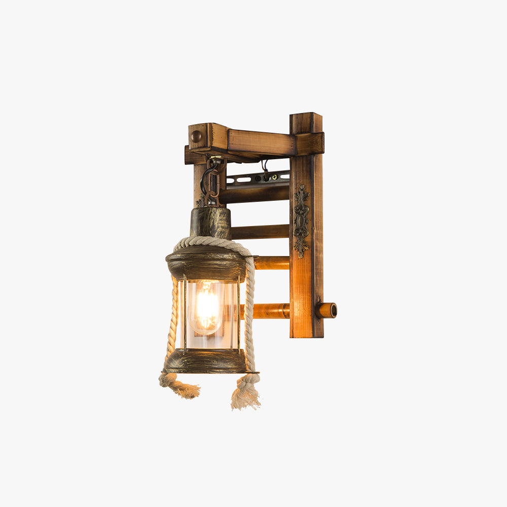Epoch Vintage LED Applique Metallo/Legno Lanterna Cucina/Soggiorno/Camera da Letto