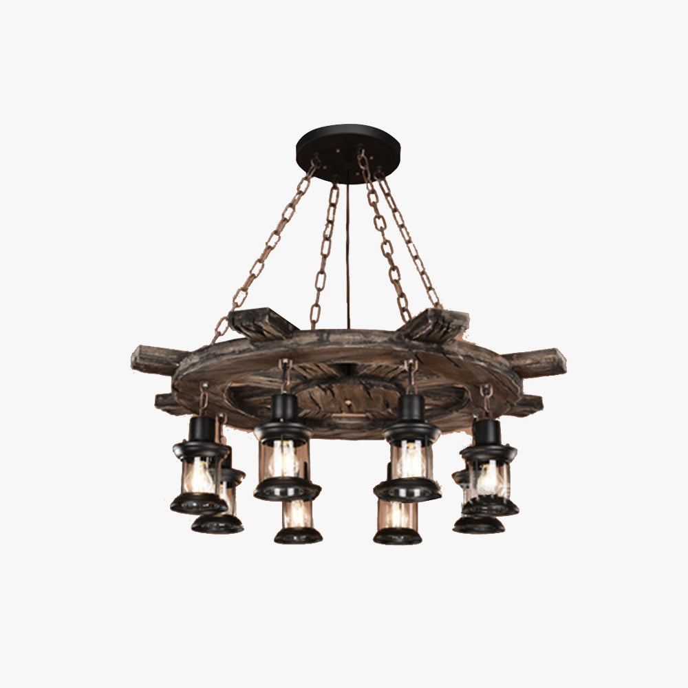 Epoch Retro LED Industriale Lampade a Sospensione Timone Metallo Legno Soggiorno