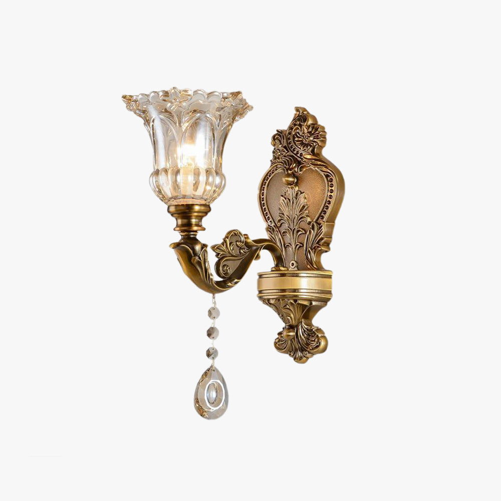 Arisha Vintage Design Fiore Applique Oro Metallo/Vetro Soggiorno