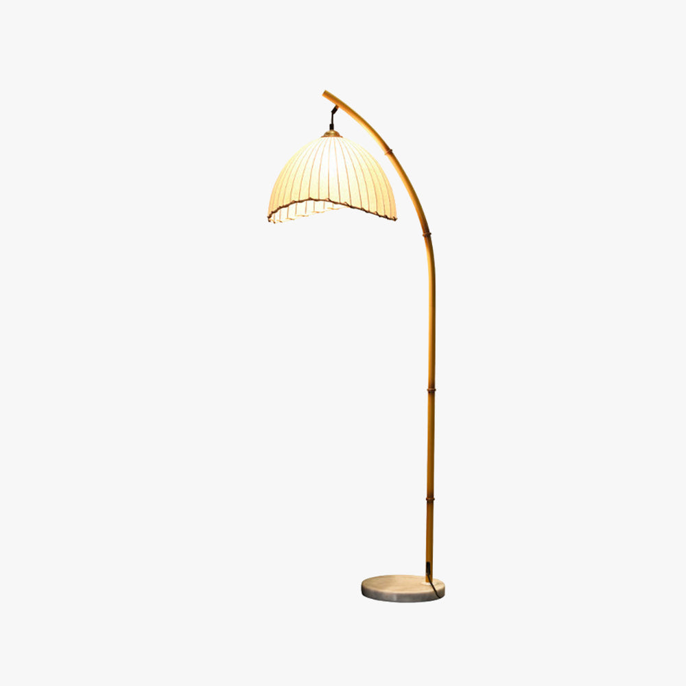 Muto Vintage LED Lampada da Terra Metallo/Tessuto/Bamboo Bianco