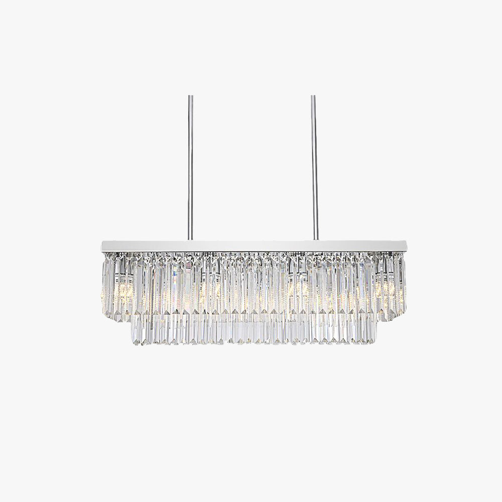 Kristy Design LED Lampadario Rettangolare d'Arte Moderna in Cristallo/Metallo Argento Soggiorno/Camera da Letto