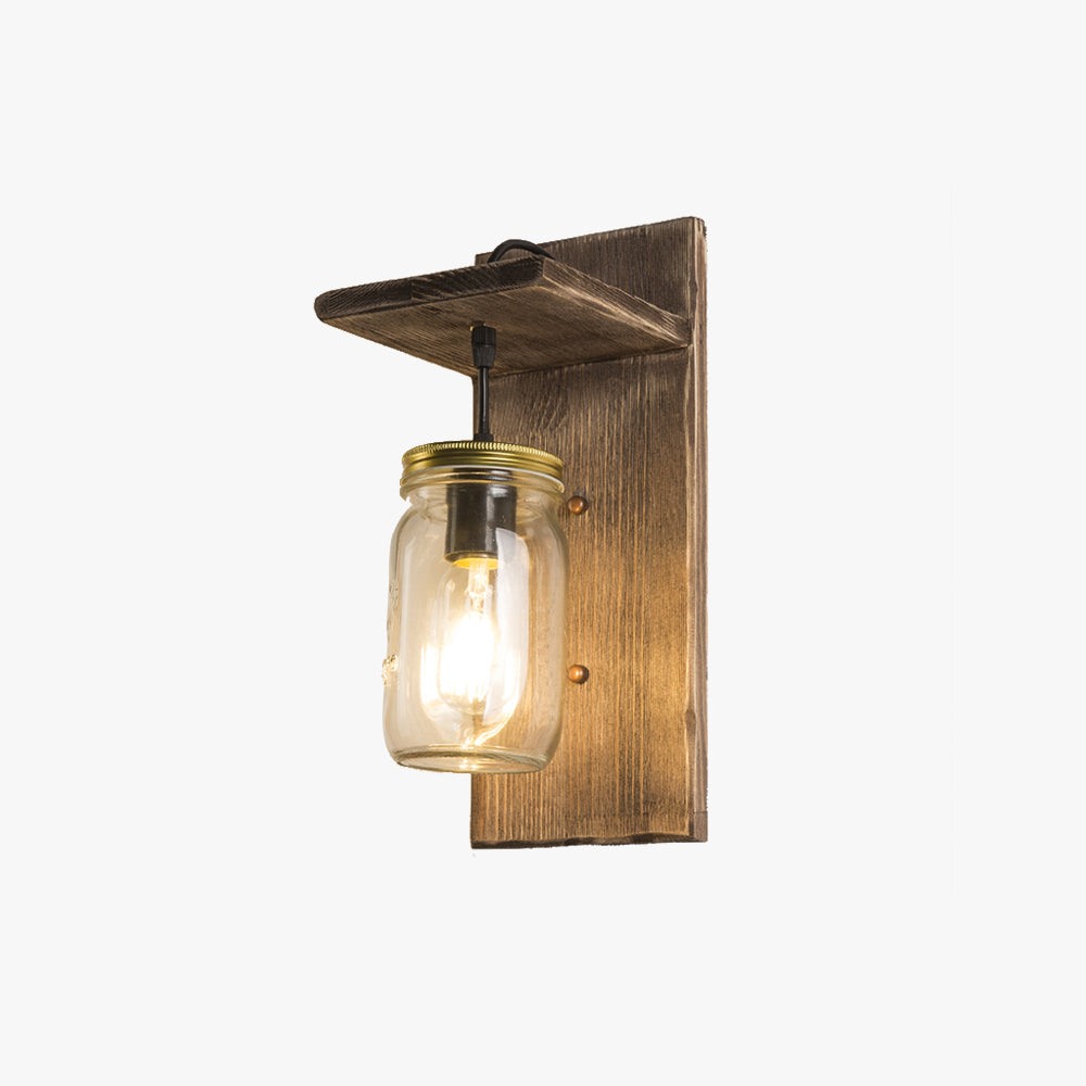 Epoch Vintage Vaso LED Applique Legno Vetro Camera da Letto