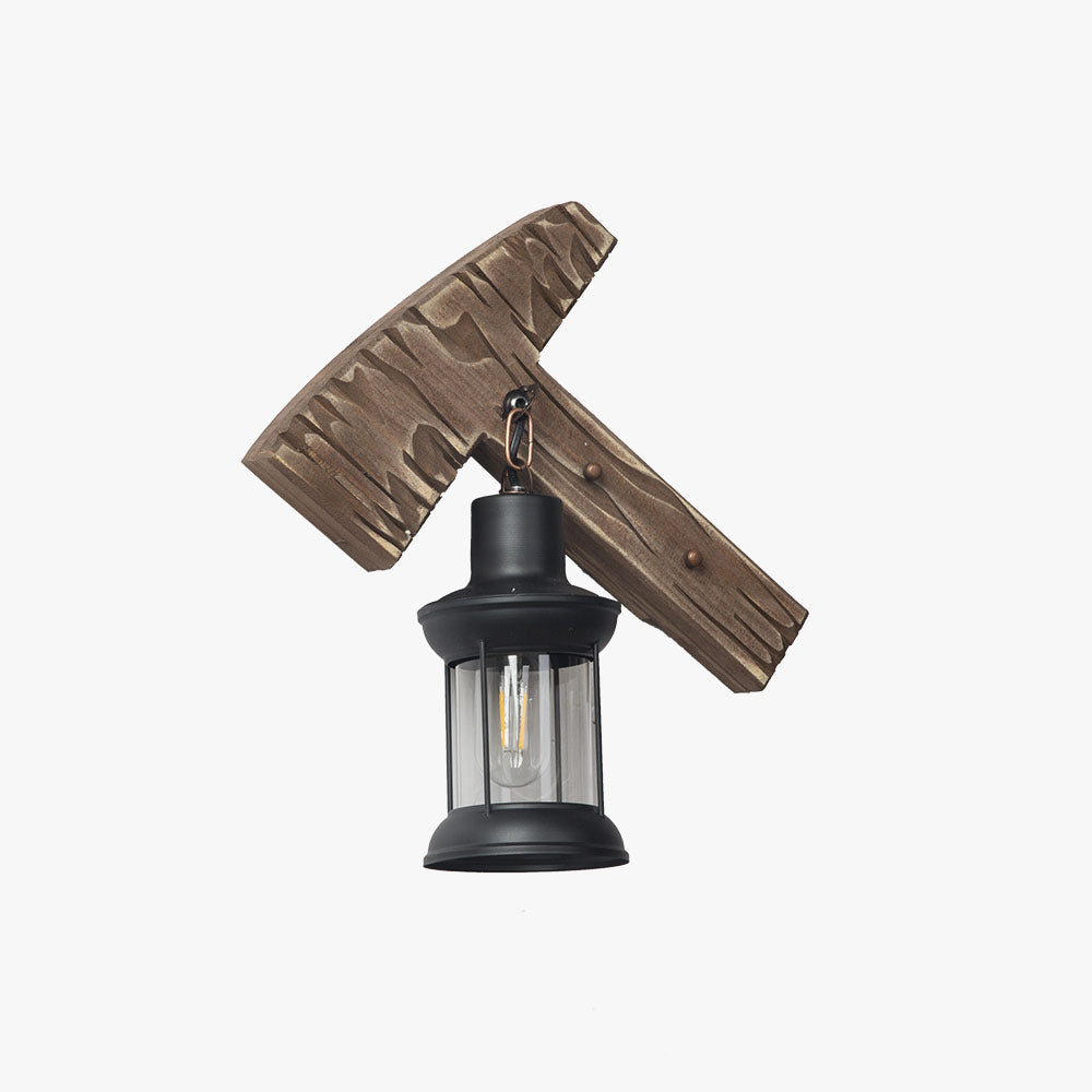 Epoch Vintage LED Martello Design Applique Legno/Metallo Nero Camera da Letto