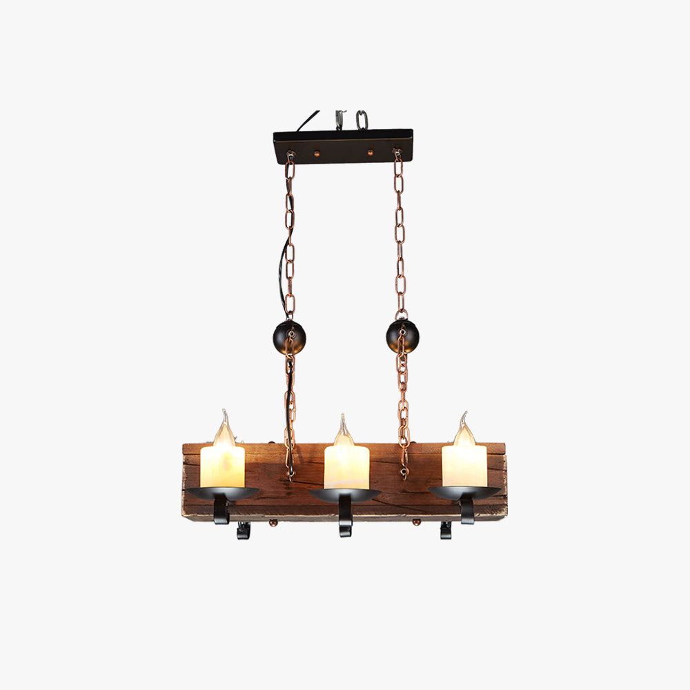 Epoch Retro Rettangolare Metallo/Legno Lampada a Sospensione Noce