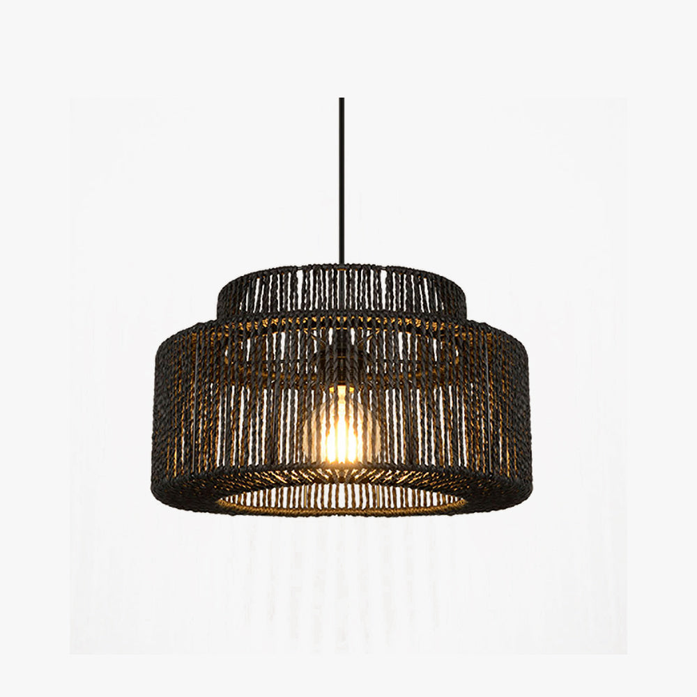 Ritta Retro Rustico Tamburo Appeso Lampade a Sospensione Nero