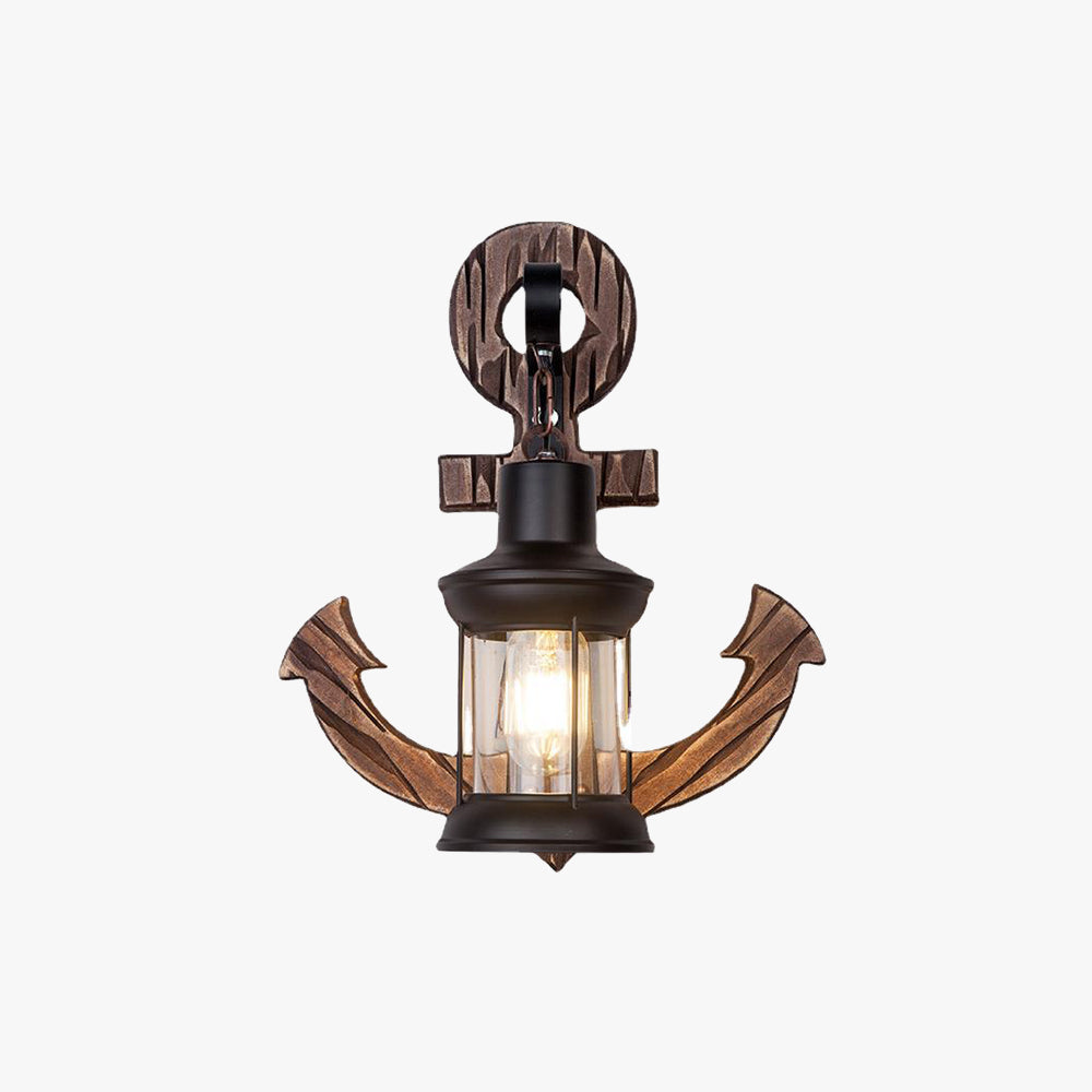 Epoch Vintage LED Ancora Applique Metallo Legno Lanterna Bianco/Marrone Soggiorno/Camera da Letto