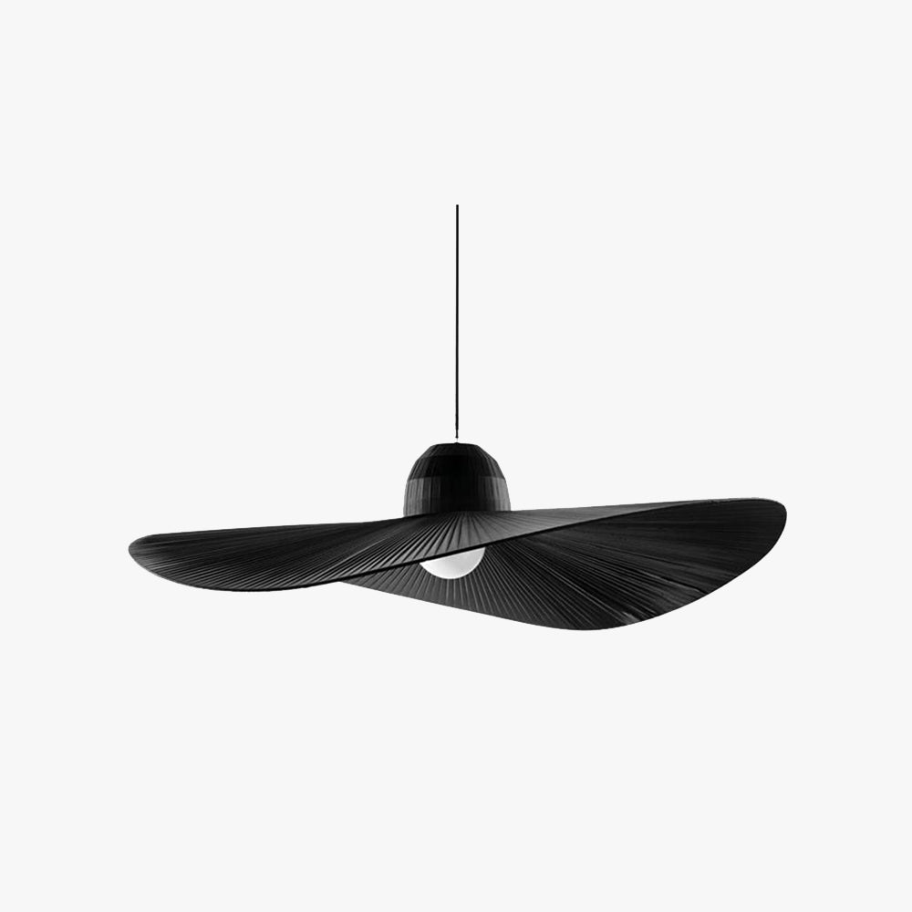 Ritta Moderna LED Lampada a Sospensione Metallo/Tessuto Nero/Bianco Ampio-Brimmed Cappello Forma