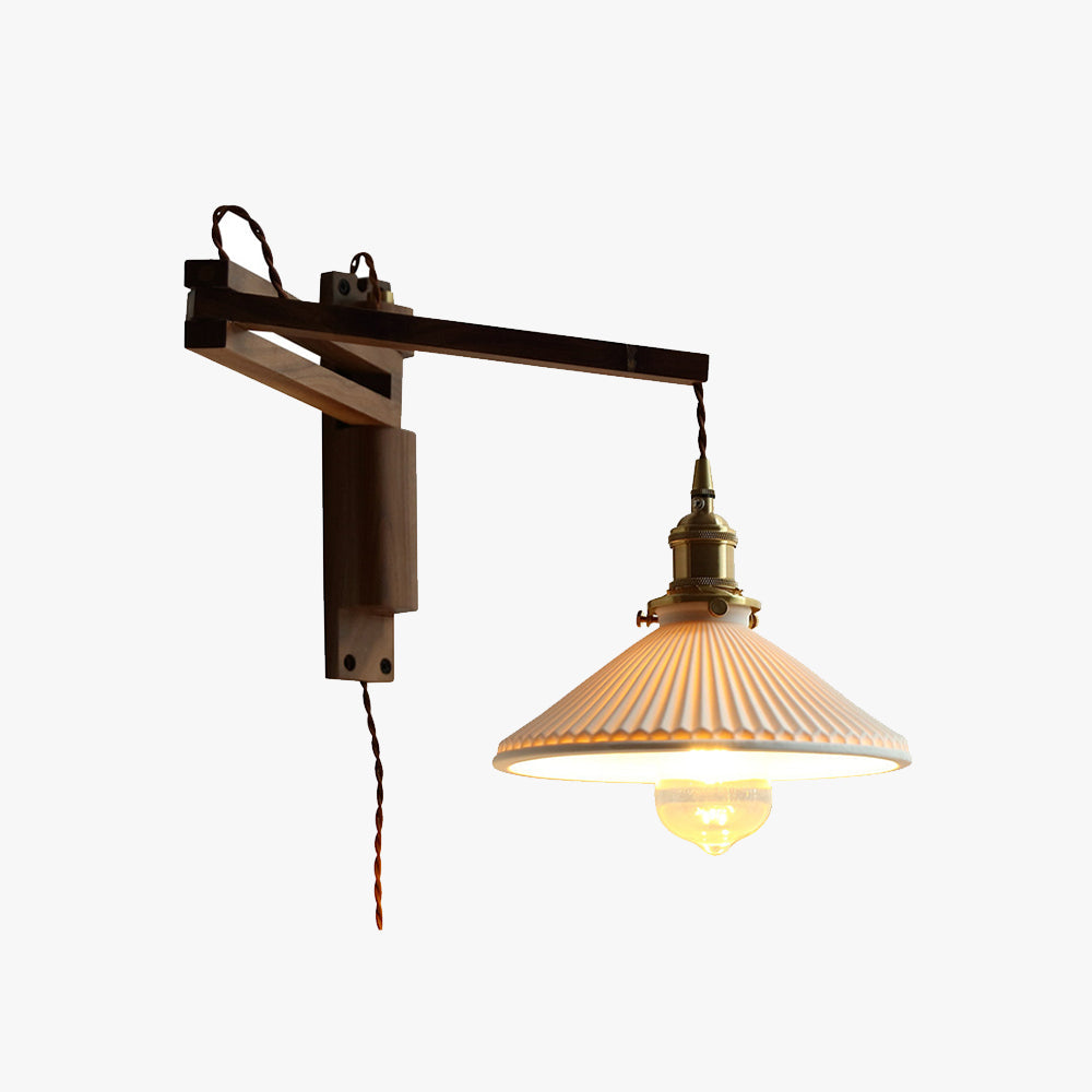 Muto Design LED Applique da Parete Ceramica/Legno/Chiaro Cupola Vintage Soggiorno/Camera da Letto