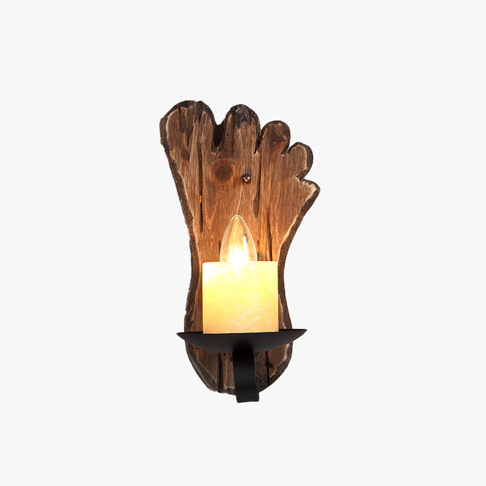 Epoch Vintage LED Impronte Candela Lampada da Parete Legno/Metallo Soggiorno