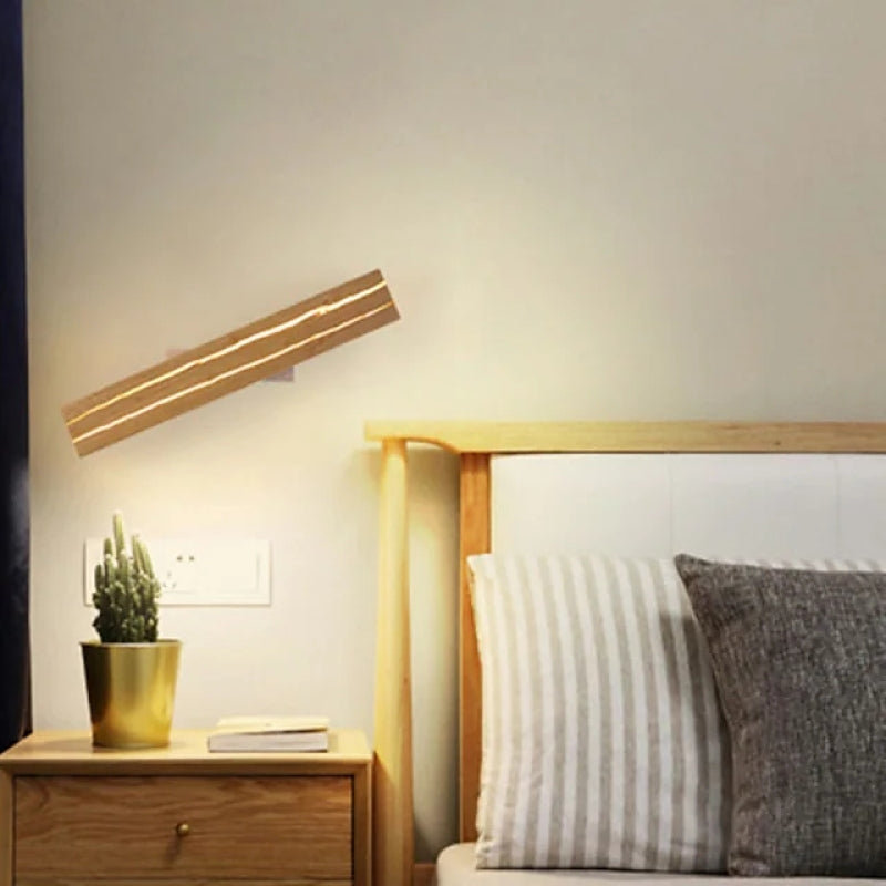 Muto Vintage Rettangolo LED Metallo Legno Applique Camera da letton Soggiorno