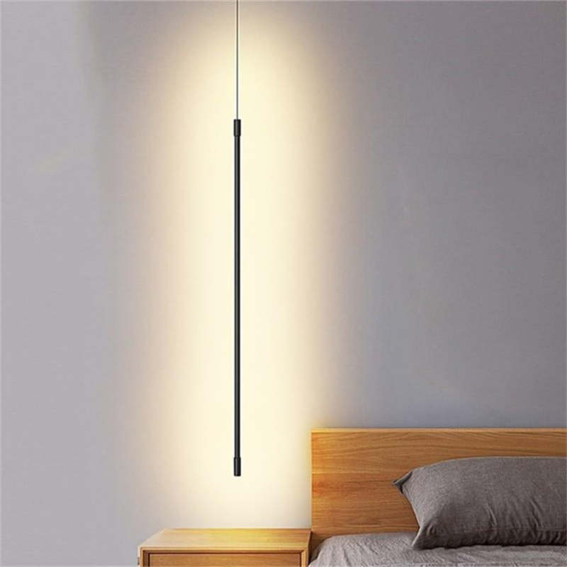 Arisha Minimalista Lampada a Sospensione Metallo/Acrilico Nero Lineare