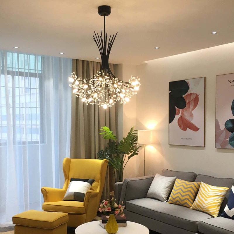 Arisha Moderna Arte Deco Lampada a Sospensione Sputnik Metallo/Acrilico Nero/Oro