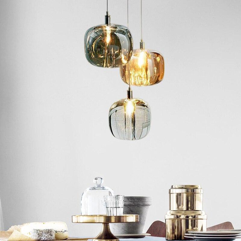 Valentina LED Lampada a Sospensione Vetro Ambra/Chiaro/Grigio Bolla Moderna