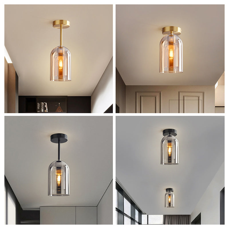 Arisha Moderna LED Plafoniere Cilindro Vetro Trasparente Cognac/Grigio Corridoio/Soggiorno/Camera da Letto