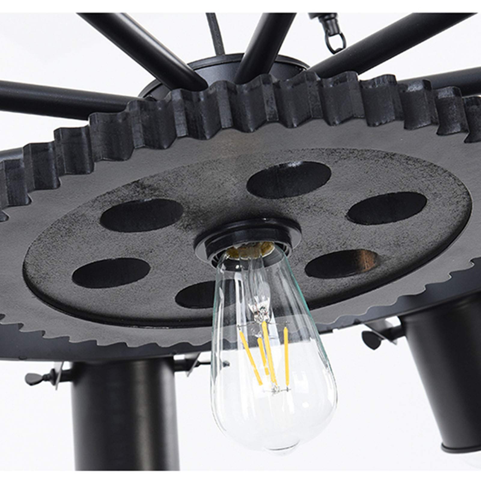 Epoch Industriale Metallo/Rattan LED Sospensione Nero Soggiorno/Bar/Ristorante