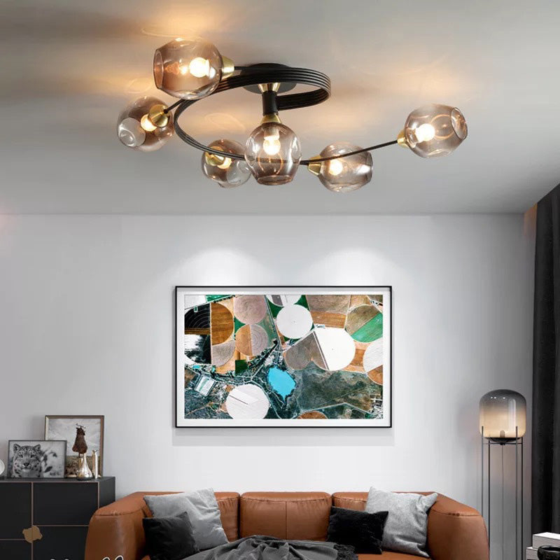 Valentina Moderno LED Spirale Plafoniere Metallo Vetro Nero/Oro Sala da Pranzo/Soggiorno/Camera da Letto