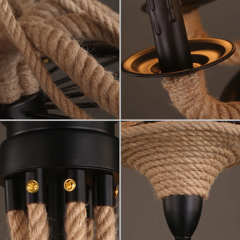 Epoch Antico Metallo/Corda LED Sospensione Nero/Legno Soggiorno/Bar/Ristorante