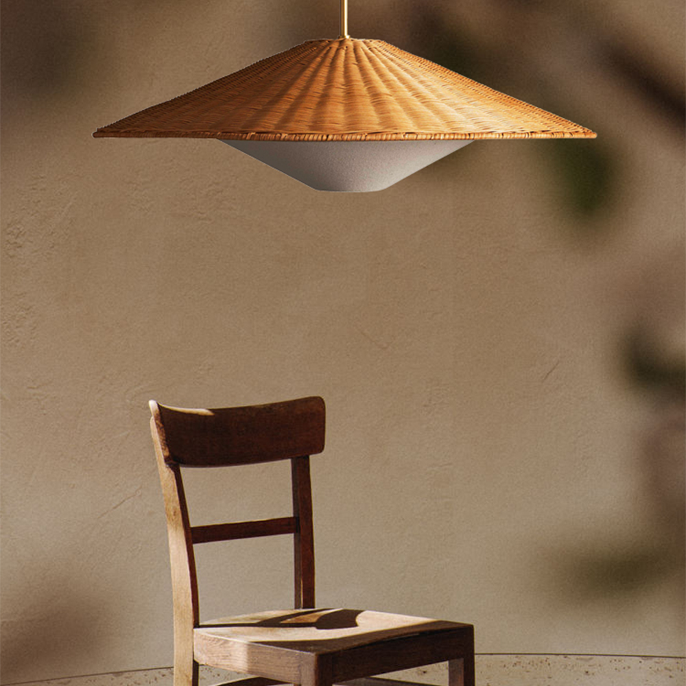 Ritta Tessuto a Mano Retro Lampade a Sospensione Rattan Camera da Letto
