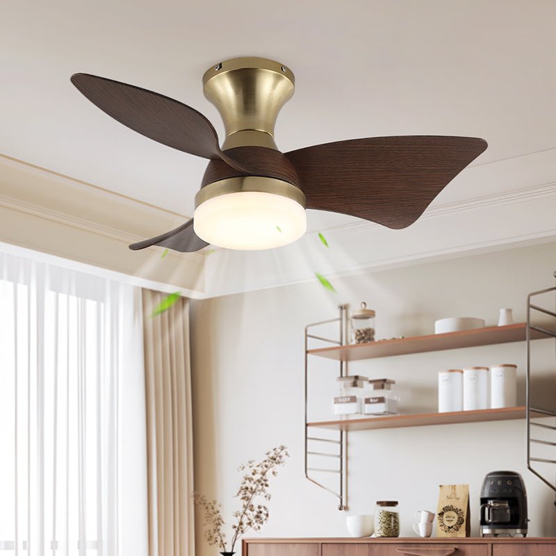 Ventilatore da soffitto moderno in legno Aureon con luce, pale estese