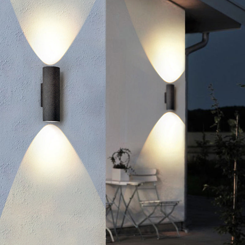 Ray Moderne LED Lampade da Esterno Cilindro Doppio Testa Cemento Nero/Bianco