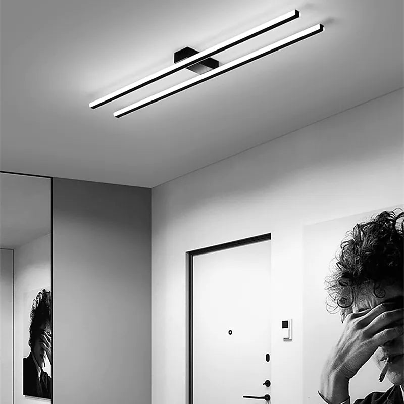 Arisha Minimalista LED Plafoniera Metallo Nera/Bianco Doppia Linea Soggiorno/Camera da Letto