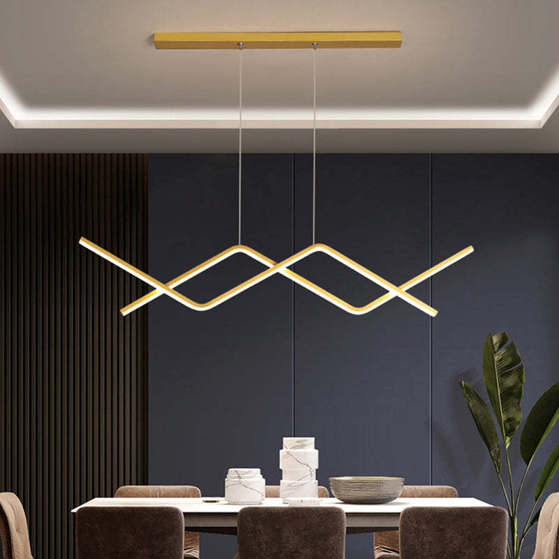 Arisha Moderna LED Lampada a Sospensione Metallo Nero/Oro Lineare/Doppia Curva Soggiorno
