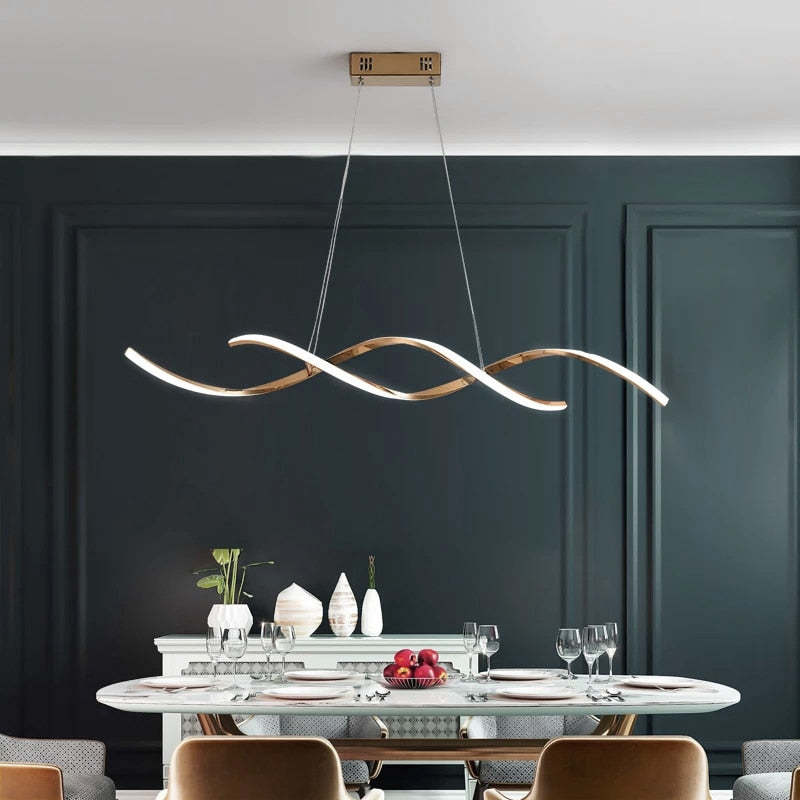 Arisha Moderno LED Spirale Lampada a Sospensione Metallo Acrilico Oro Sala da Pranzo/Soggiorno/Camera da Letto
