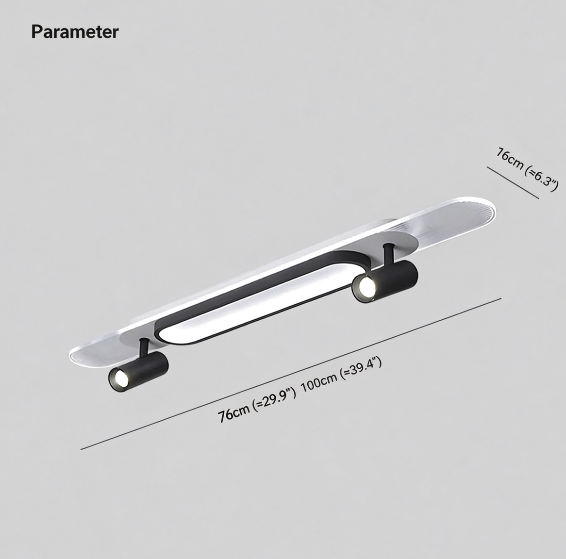 Aim Moderne LED Skateboard Rettangolare LED Plafoniere Metallo/Acrilico Nero/Bianco Soggiorno/Camera da Letto