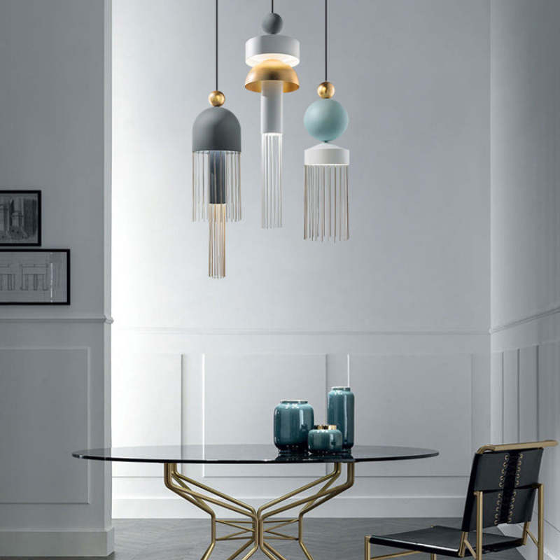 Arisha Design LED Lampada a Sospensione Metallo Nappa Campanelli Eolici Moderna Soggiorno/Camera da Letto