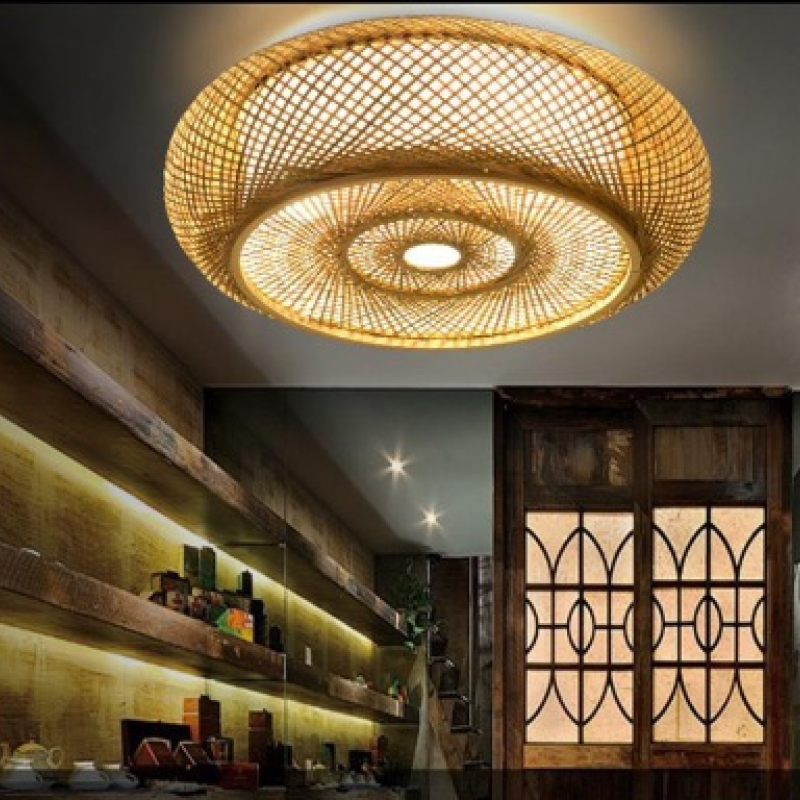 Ritta Design LED Plafoniera Rustica LED Intrecciata Rattan Metallo Soggiorno/Camera da Letto/Sala da Pranzo