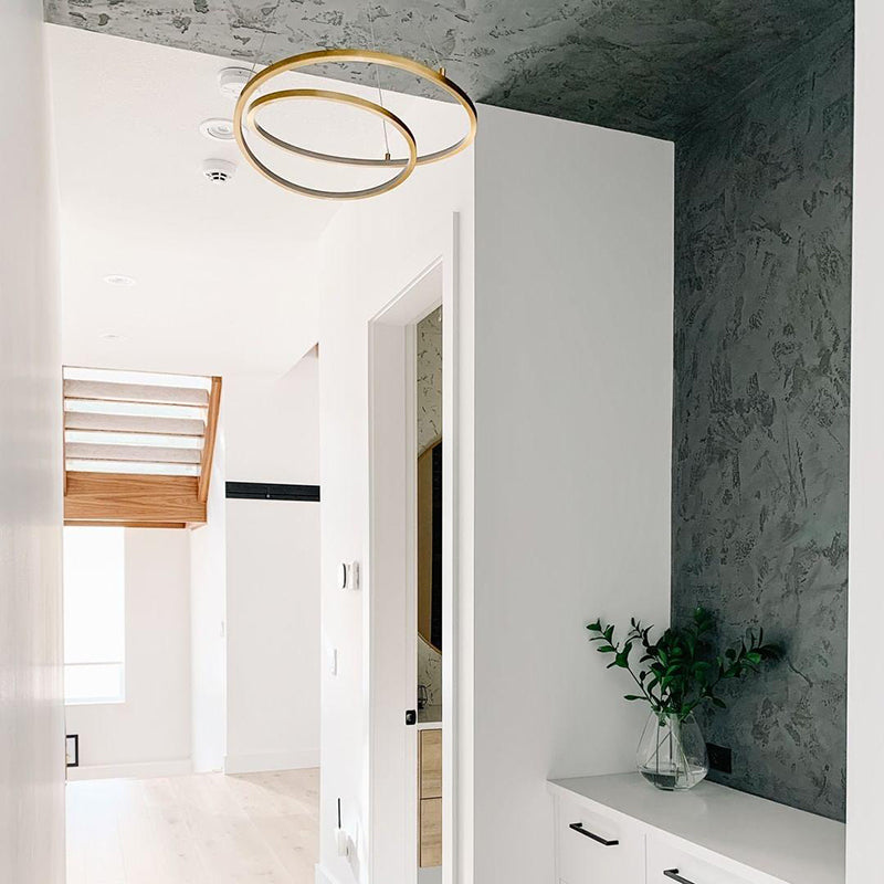 Arisha Moderno LED Cerchio Curvo Lampade a sospensione Metallo Nero/Oro Soggiorno/Camera da Letto