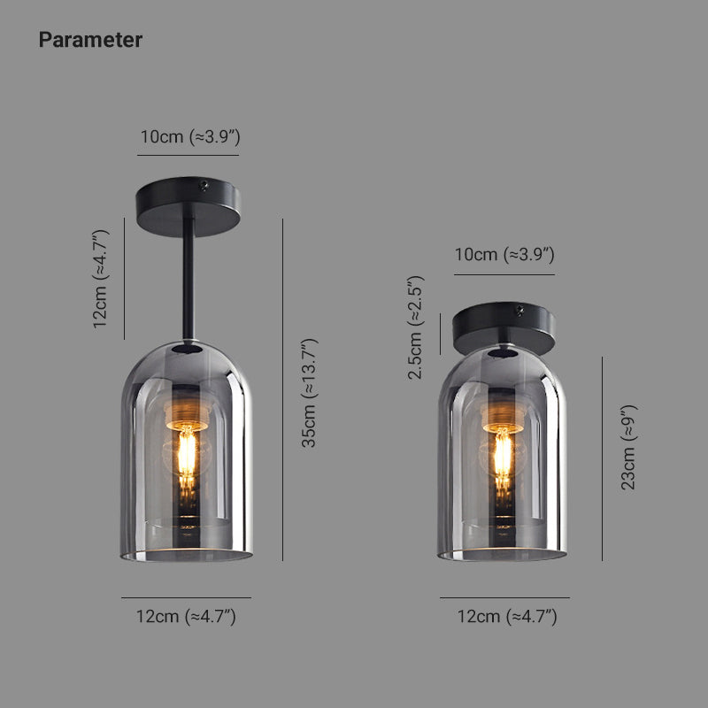 Arisha Moderna LED Plafoniere Cilindro Vetro Trasparente Cognac/Grigio Corridoio/Soggiorno/Camera da Letto