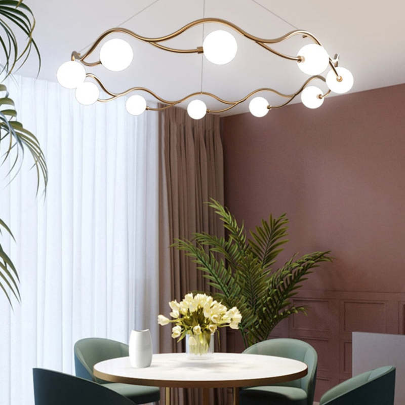 Valentina Moderno LED Elegante Lampada a Sospensione Metallo Vetro Bianco Oro Soggiorno/Camera da Letto