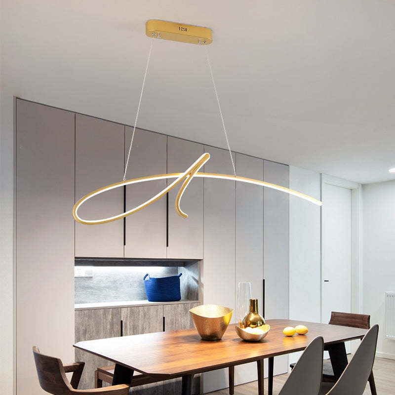 Arisha Lampade a Sospensione Curva Irregolare Moderno Metallo Nero/Oro Ristorante
