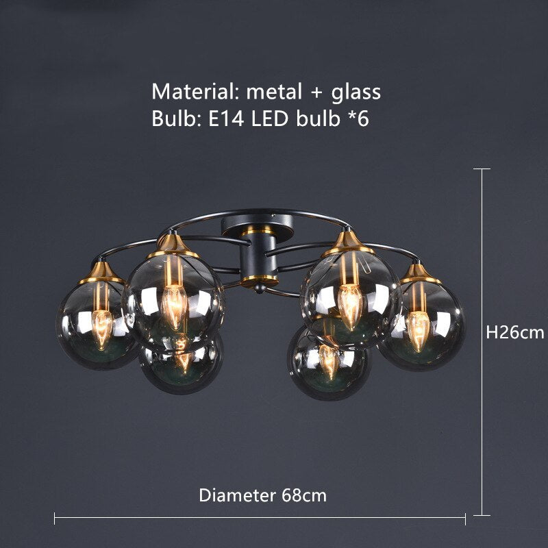 Valentina Moderno LED Sfera Plafoniera Vetro Grigio/Ambra Metallo Acrilico Sala da Pranzo