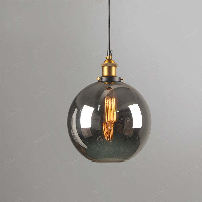 Arisha Industriale LED Lampada a Sospensione Vetro Chiaro/Ambra/Grigio Fumo