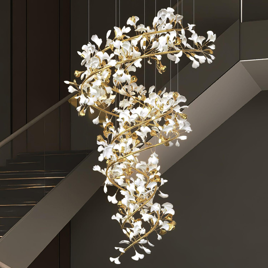 Olivia Design Bellissimo LED Lampade a Sospensione Spirale Ginkgo Biloba Metallo Ceramico Soggiorno/Camera da Letto