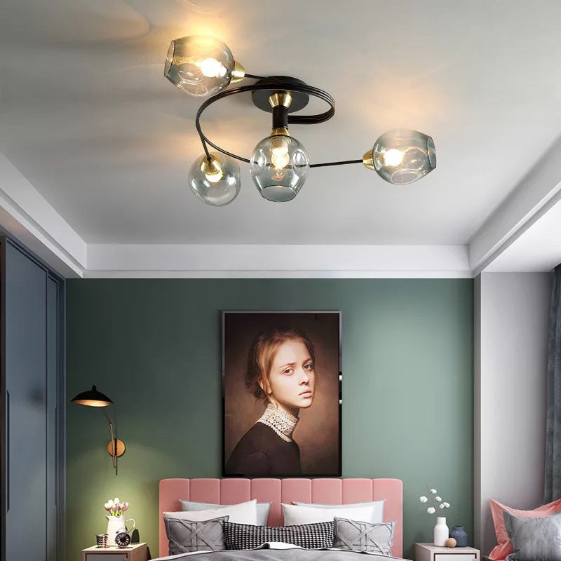 Valentina Moderno LED Spirale Plafoniere Metallo Vetro Nero/Oro Sala da Pranzo/Soggiorno/Camera da Letto