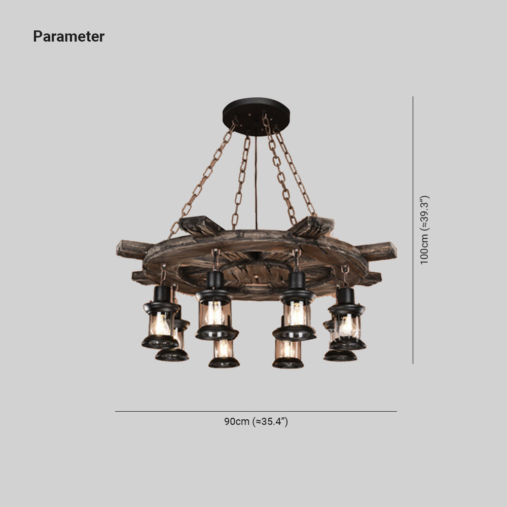 Epoch Retro LED Industriale Lampade a Sospensione Timone Metallo Legno Soggiorno