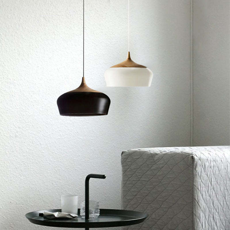 Arisha Minimalista Moderni LED Lampada a Sospensione Metallo Legno Nero/Bianco Sala da Pranzo/Soggiorno/Camera da Letto