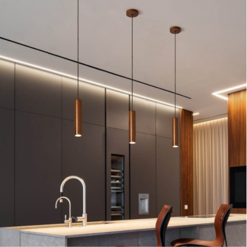 Muto Minimalismo LED Lampade a Sospensione Cilindrico/Legno Camera da Letto/Cucina