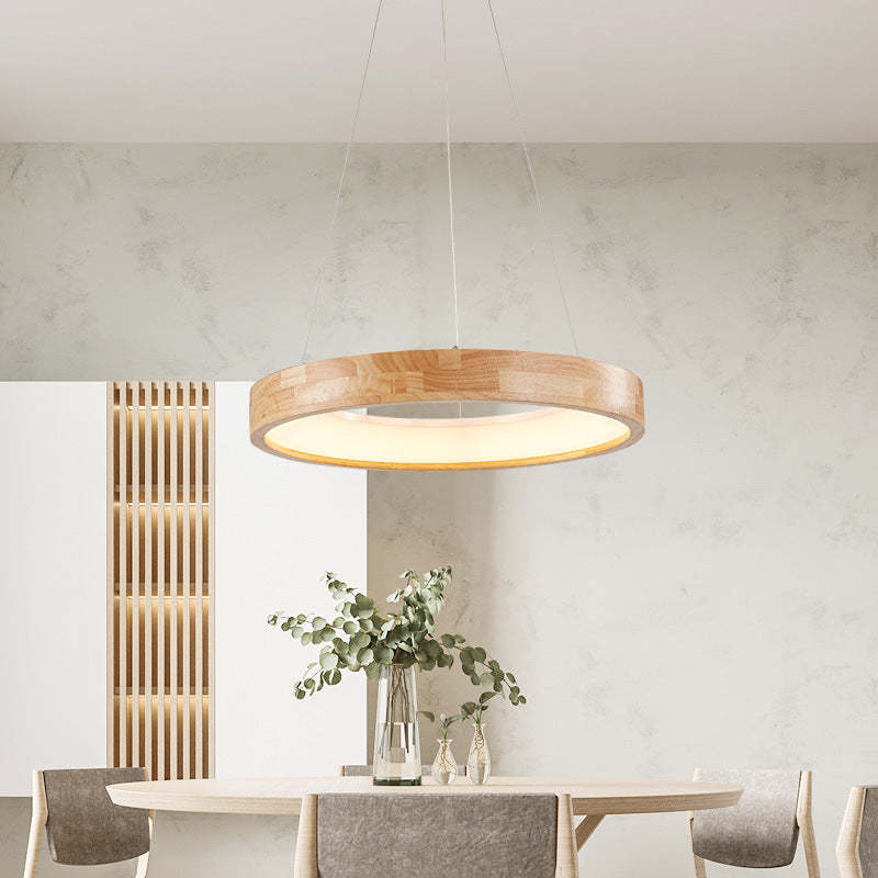 Muto Lampade a Sospensione Legno Bianco/Oro Anello Soggiorno Moderne