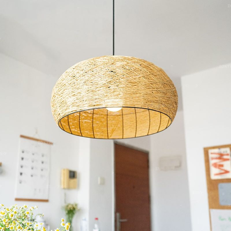 Ritta Design Nido Metallo Rattan LED Lampade a Sospensione Sala da Pranzo