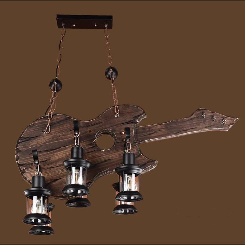 Epoch Legno Metallo Chitarra a 6 Lanterne Agriturismo Lampade a Sospensione