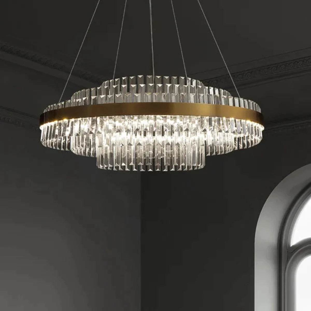 Kristy Moderno Cristalli Graduati Pendaglio Lampadari Ottone