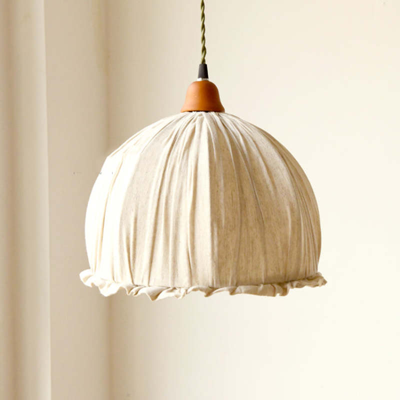Arisha Vintage LED Minimalismo Lampada a Sospensione Tessuto Beige Ciondolo Soggiorno/Camera da Letto