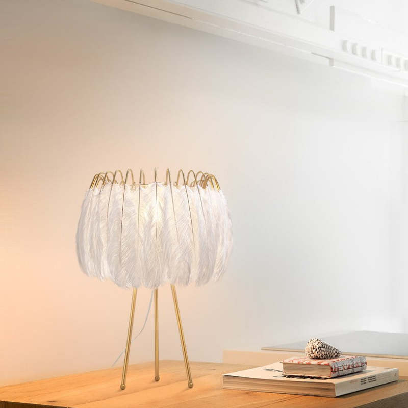 O'Moore Moderno LED Lampada da Terra Piuma Bianco Tripot Soggiorno
