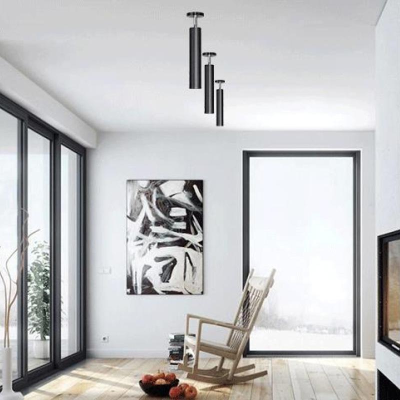 Arisha Moderna LED Tubo Lungo Plafoniera Metallo Nero/Bianco Soggiorno/Camera da Letto