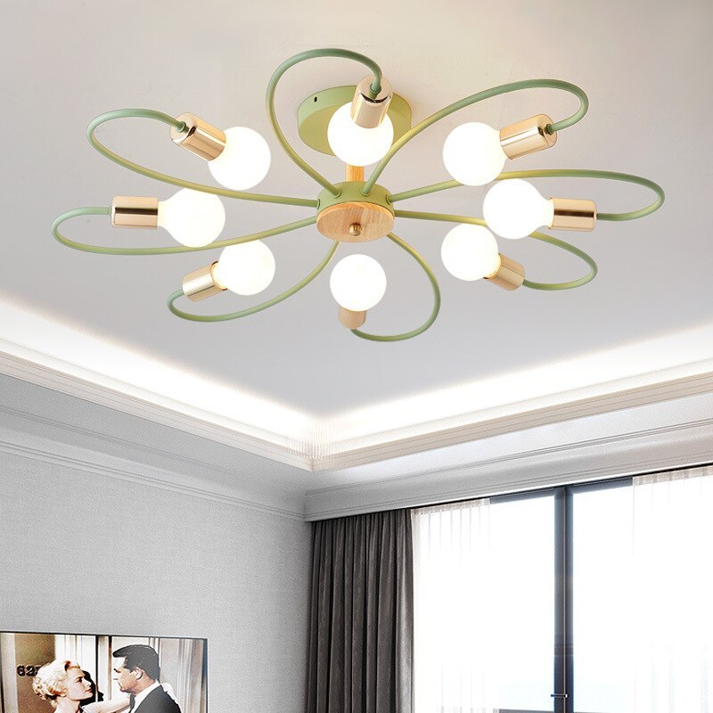 Arisha Elegante LED Bellissimo Plafoniera Metallo Vetro Fiore Grigia/Verde Soggiorno/Camera da Letto