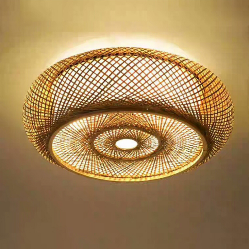 Ritta Design LED Plafoniera Rustica LED Intrecciata Rattan Metallo Soggiorno/Camera da Letto/Sala da Pranzo